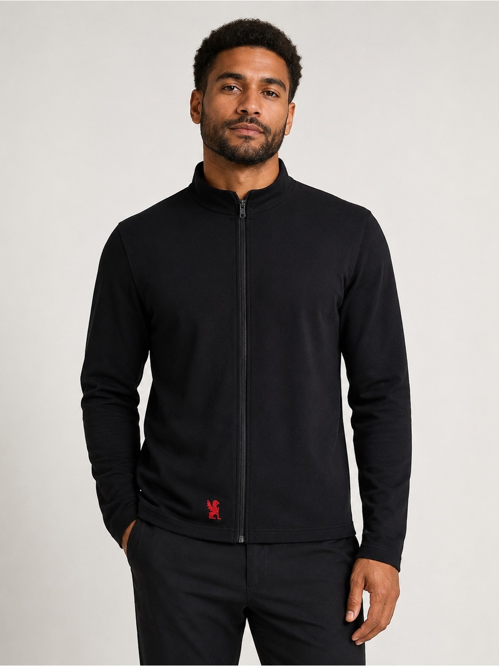 Chrome Industries Merino Wool Full-Zip Cycling Knit Sweater Black Retro Stretch